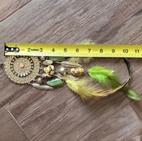 Gold Tone Dreamcatcher Inspired Pendant Statement Necklace - Picture 11 of 12